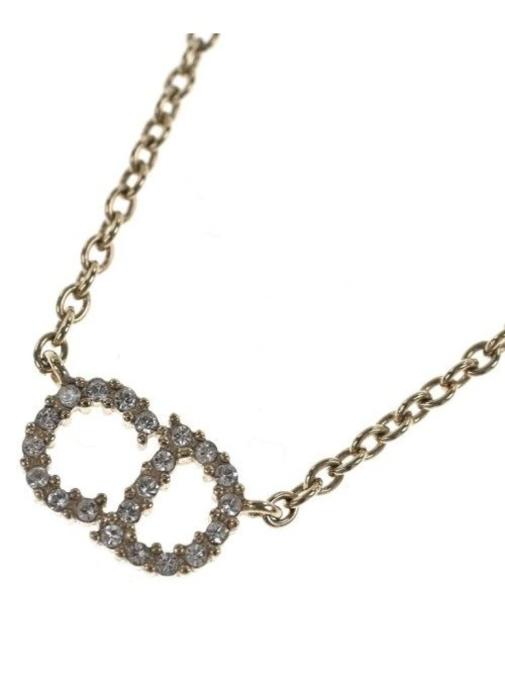 Dior Rhinestone Necklace Gold